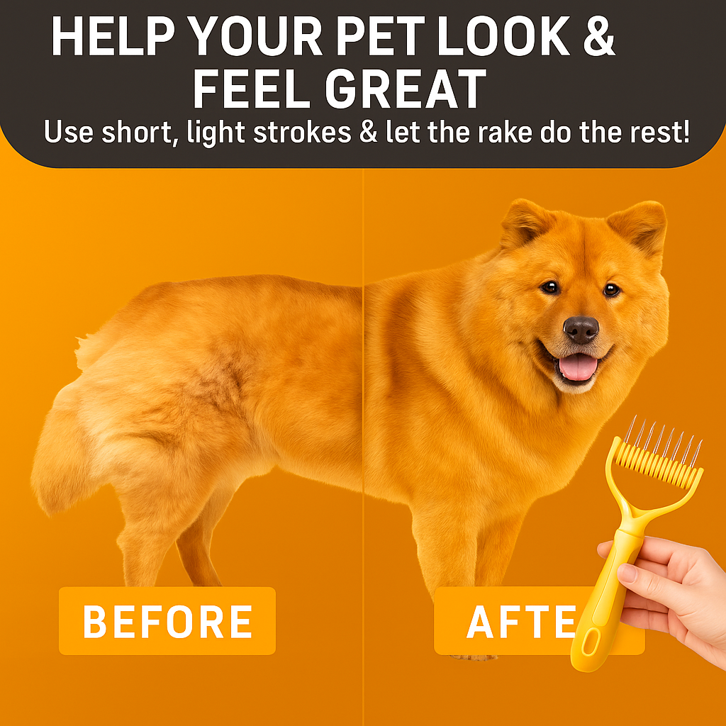 FluffAway™ Grooming Rake - Reduces Shedding 95%