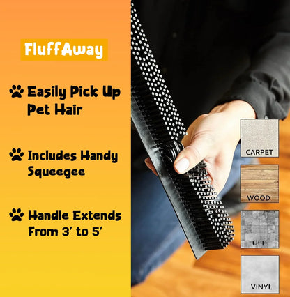 FluffAway™ Broom - No need to get on your knees - 58" Telescopic Handle